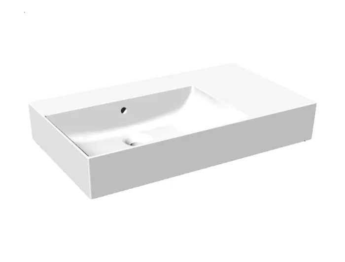 Blinq Couleur opzetwastafel 80x46,5cm met kraangat en aflegruimte rechts - Wit