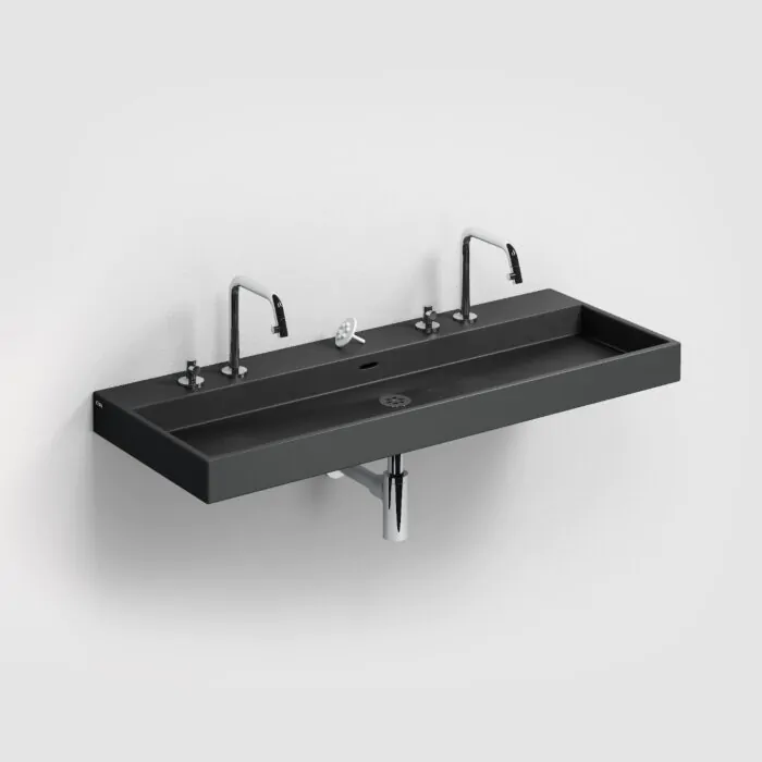 Clou - Wash Me Mat Zwart Wastafel 110cm, Zonder Afvoerplug