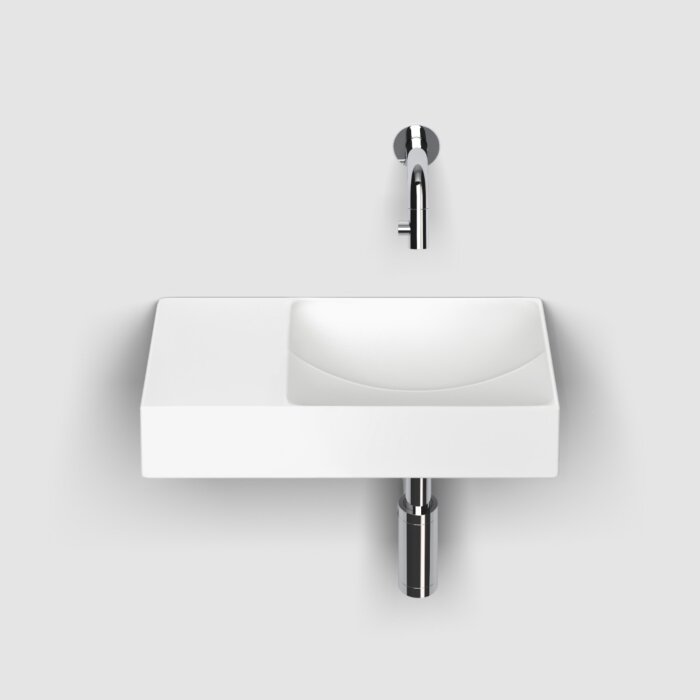 Clou - Vale Fontein Links 38cm, Zonder Kraangat, Mat Wit Keramiek