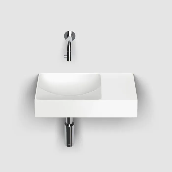 Clou - Vale Fontein Rechts 38cm, Zonder Kraangat, Mat Wit Keramiek