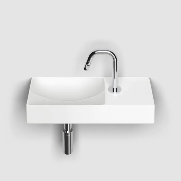 Clou - Vale Fontein Rechts 45cm, Met Kraangat, Mat Wit Keramiek
