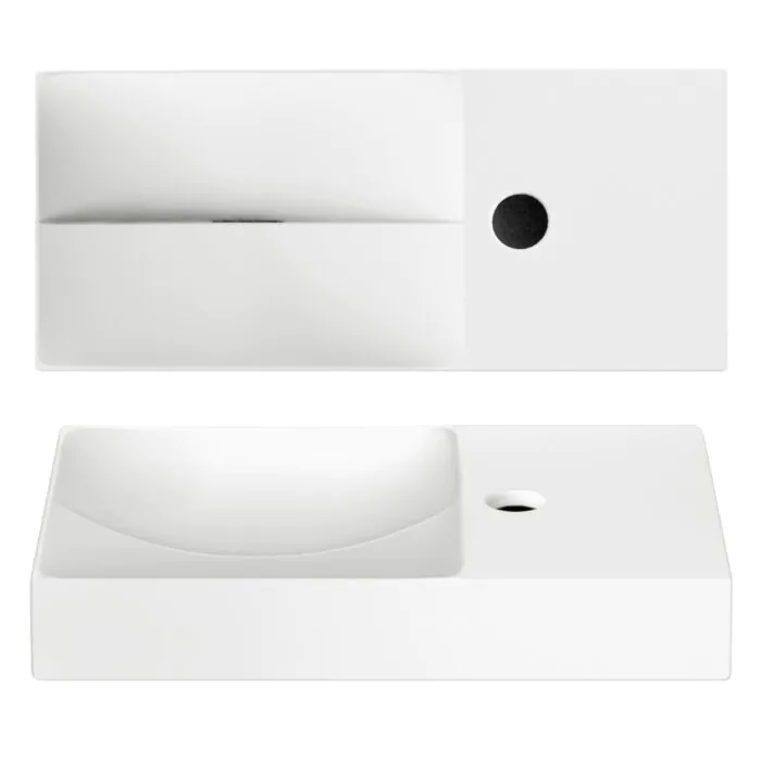 Clou - Vale Fontein Rechts 45cm, Met Kraangat, Mat Wit Keramiek