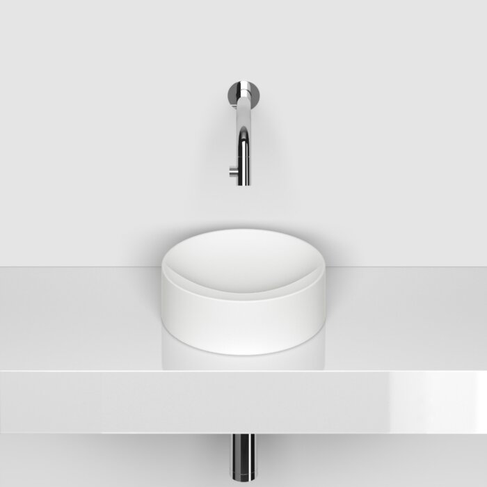 Clou - Vale Fontein, Ø22cm, Zonder Kranenbank, Mat Wit Keramiek