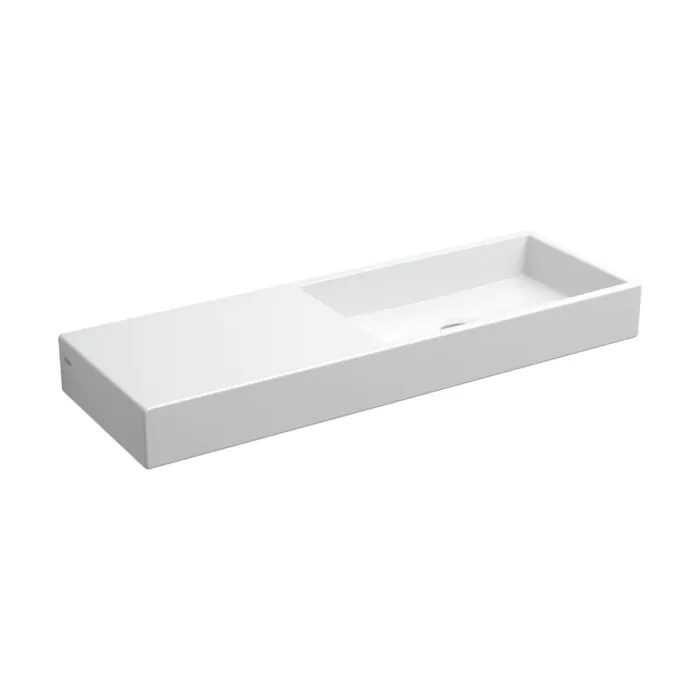 Clou - Mini Wash Me Fontein 56cm, Zonder Kraangat Met Kranenbank Links, Glanzend Wit Keramiek