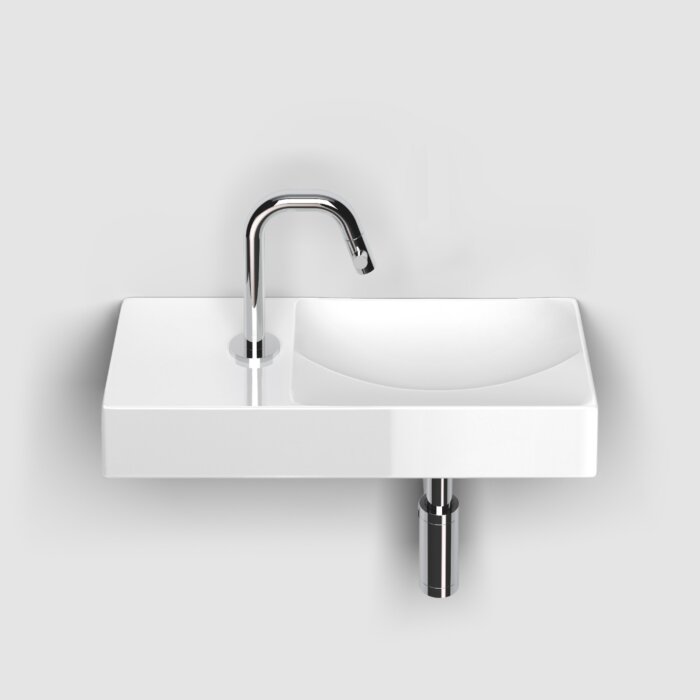 Clou - Vale Fontein Links 45cm, Met Kraangat, Glanzend Wit Keramiek