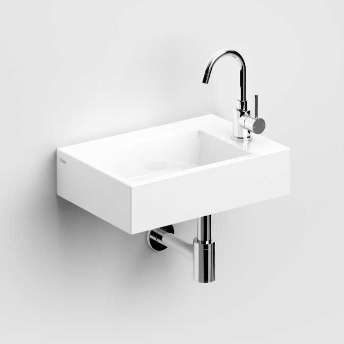 Clou - Flush 2 Plus Fontein, Met Kraangat, Zonder Afvoerplug, Glanzend Wit Keramiek