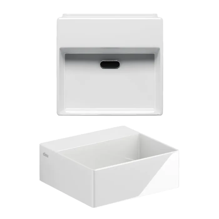 Clou - New Flush 1 Fontein, Met Afvoerplug, Zonder Kraangat, Glanzend Wit Keramiek