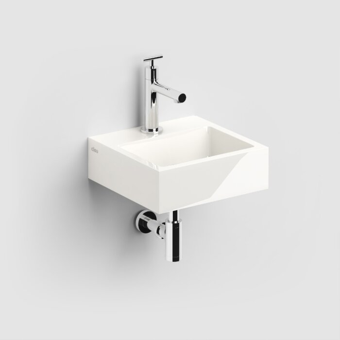Clou - Flush 1 Fontein 28cm, Met Voorbewerkt Kraangat En Plug, Mineral Marmer