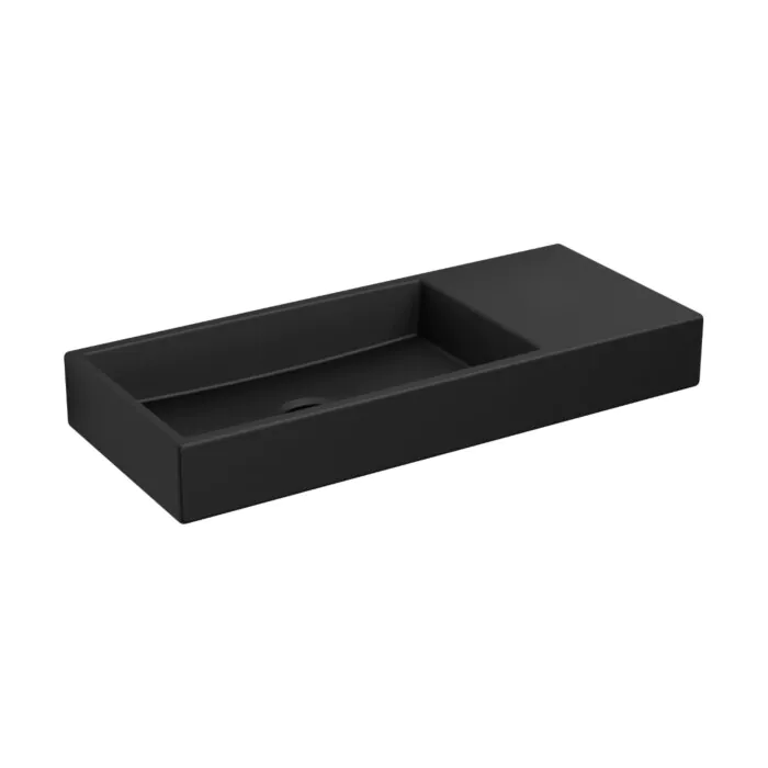 Clou - Mini Wash Me Fontein 45cm, Zonder Kraangat, Mat Zwart Keramiek