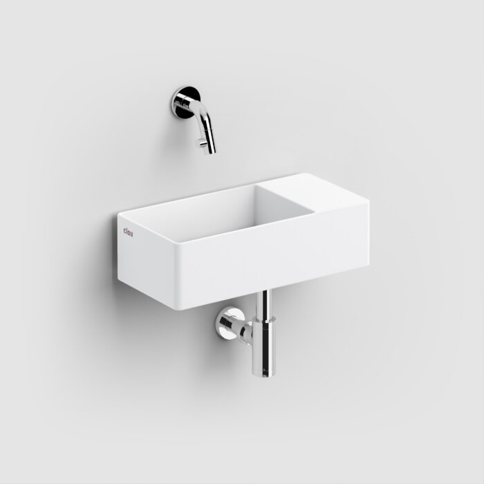 Clou - New Flush 3 Fontein Rechts, Met Afvoerplug, Met Voorbewerkt Kraangat, Mat Wit Aluite