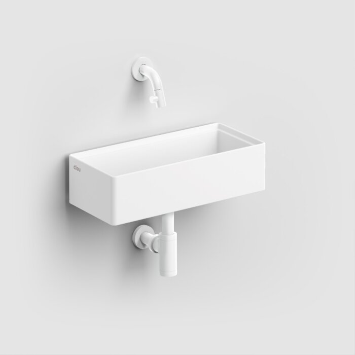 Clou - New Flush 3.1 Fontein, Met Afvoerplug, Zonder Kranenbank, Mat Wit Aluite