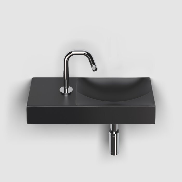 Clou - Vale Fontein Links 45cm, Met Kraangat, Mat Zwart Keramiek