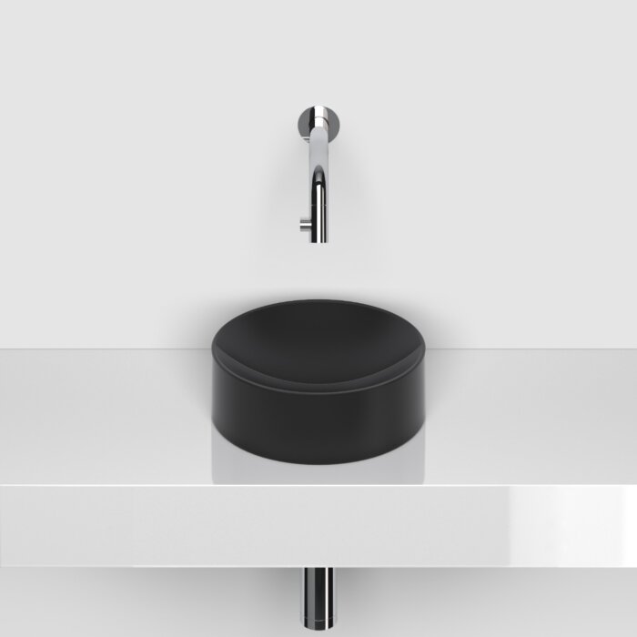 Clou - Vale Fontein, Ø22cm, Zonder Kranenbank, Mat Zwart Keramiek