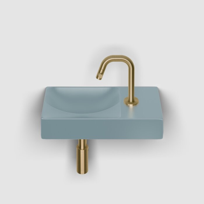 Clou - Vale Fontein Rechts 38cm, Met Kraangat, Mat Blauw Keramiek
