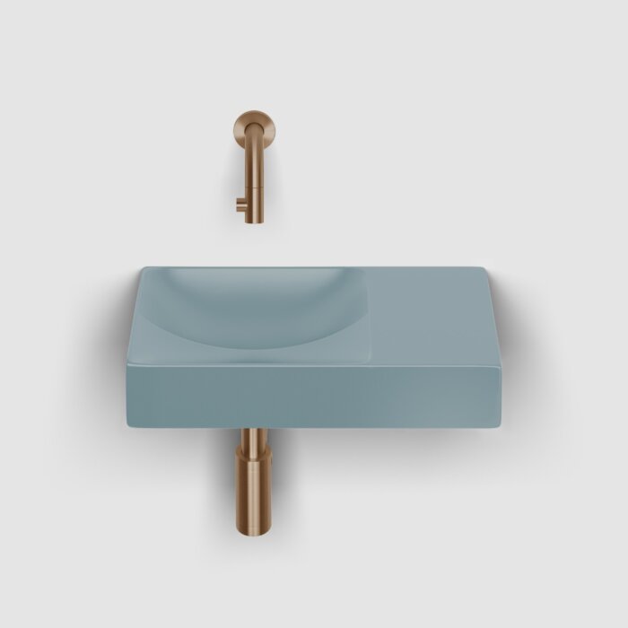 Clou - Vale Fontein Rechts 38cm, Zonder Kraangat, Mat Blauw Keramiek