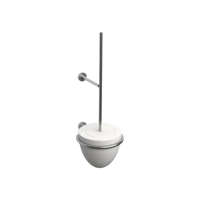 Clou - Slim Toiletborstelgarnituur Met Separaat Silicone Kapje, Wandmodel, Rvs Geborsteld En Aluite