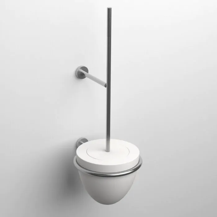 Clou - Slim Toiletborstelgarnituur Met Separaat Silicone Kapje, Wandmodel, Rvs Geborsteld En Aluite