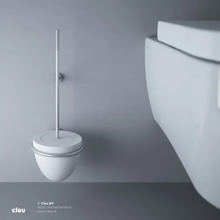 Clou - Slim Toiletborstelgarnituur Met Separaat Silicone Kapje, Wandmodel, Rvs Geborsteld En Aluite