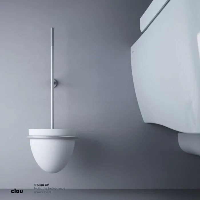 Clou - Slim Toiletborstelgarnituur Met Separaat Silicone Kapje, Wandmodel, Rvs Geborsteld En Aluite
