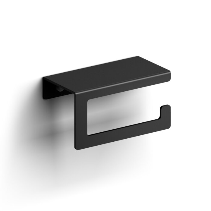 Clou - Fold Toiletrolhouder Met Cover, Mat Zwart
