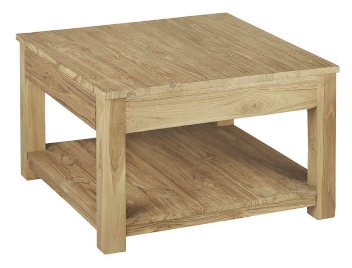 Teak salontafel met lade en onderblad | 60x60x45 - DEV-CT-1L-60-60-45