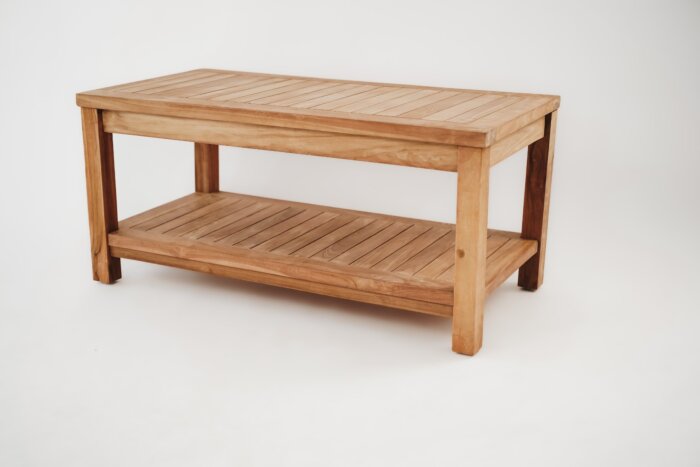 Teak Tuin Salontafel met Onderblad | 100x50x45