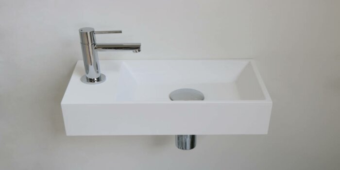 Contra Waskom | Kraanplateau Rechts | Polystone Mat Wit | 0 Kraangaten - SANI-INK3403004
