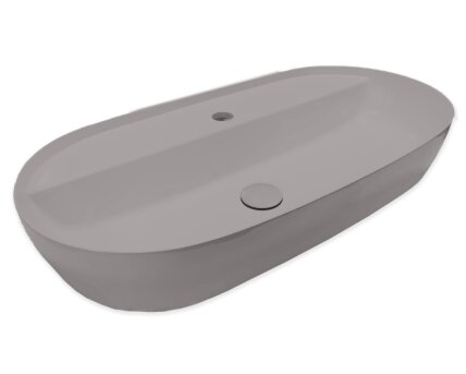 Blinq Couleur opzetwastafel 75x38x15cm ovaal met kraangat - Cement