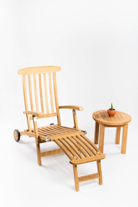 Deckchair met wielen met Rond tafeltje - TK-DC-MW-RT