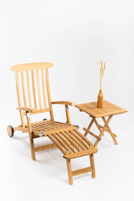 Deckchair met wielen met Slate tafeltje - TK-DC-MW-SLATE