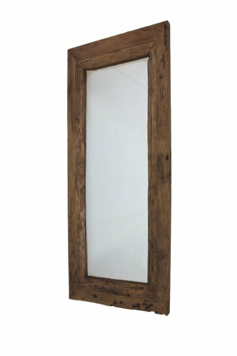 Teakea Spiegel Hergebruikt Teakhouten Frame - 60x2x90 - Bevestiging Horizontaal en Verticaal Mogelijk - DEV-RCL-SPGL-60x90
