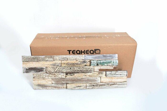 1 Doos Teak plakhout | Whitewash | 18x49.5x2 - DEV-WC-RGW-BOX