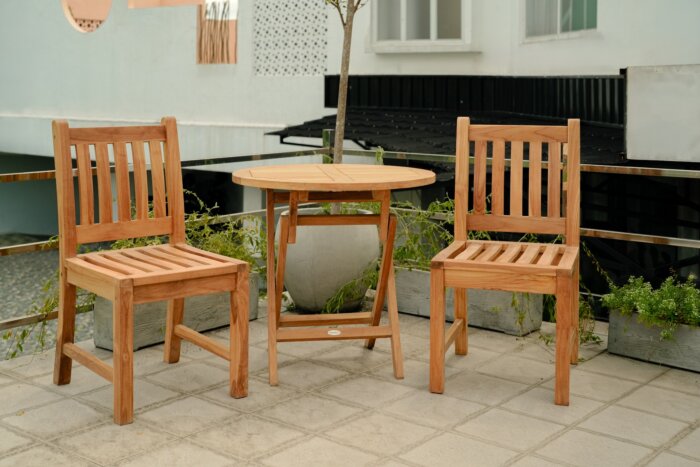Beaufort teak tuinstoel zonder armleuning – compacte FSC teak stoel voor tuin of balkon, stijlvol en weerbestendig