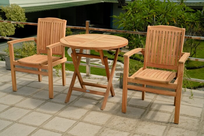 Tuintafel inklapbaar 80 cm rond teakhout