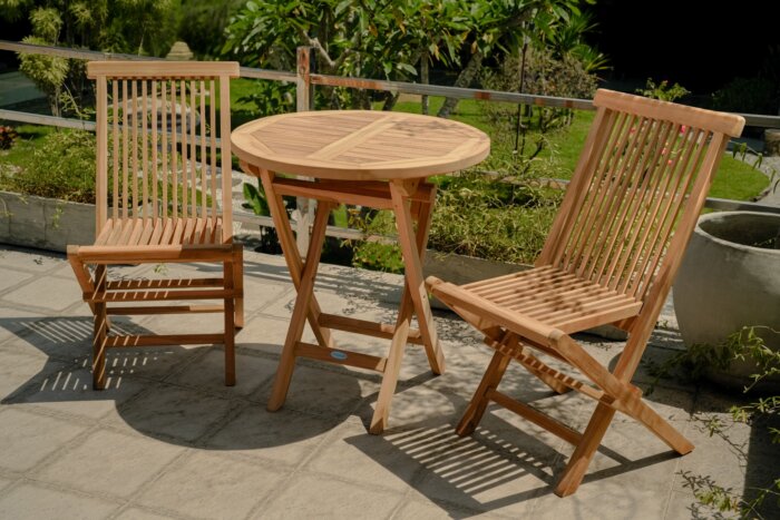 Tuintafel 70 cm rond x 75 inklapbaar Teakhout