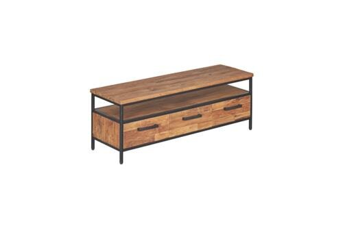 Livorno - Teak met Stalen Frame | TV Meubel 3 laden  | 130 x 40 x 45 (H) - TWR-FI0103