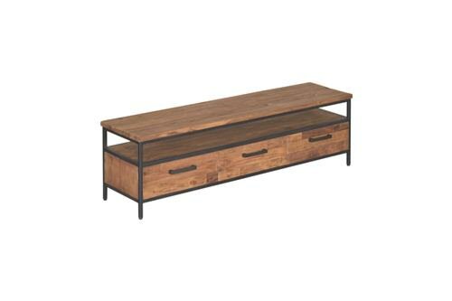 Livorno Teak met Stalen Frame | TV Meubel 3 laden - 160 x 40 x 45 (H)  - TWR-FI0104