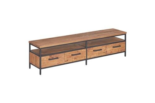 Livorno - Teak met Stalen Frame | TV Meubel 4 laden - 180 x 40 x 45 ( H )  - TWR-FI0105