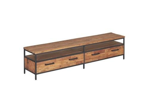 Livorno - Teak met Stalen Frame | TV Meubel 4 laden - 200 x 40 x 45 ( H )  - TWR-FI0106