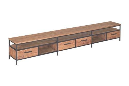 Livorno - Teak met Stalen Frame | TV Meubel - 300 x 40 x 45 ( H )  - TWR-FI0108