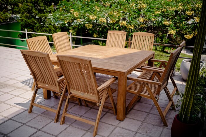 Teak Tuintafel 160x160x75 | Grote tuintafel vierkant