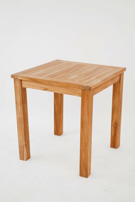 Vierkante teak tuintafel 70x70 cm met stevige poten 8x8 cm, perfect voor balkon of kleine tuin