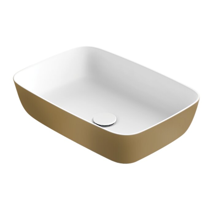 Xenz Neo-R solid surface waskom 56x38x14 wit/goud

