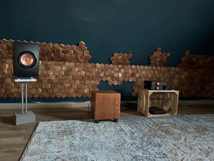 Hexagon Teak plakhout 3D | Naturel Houten Wandpaneel | 30 x 26 x 2 