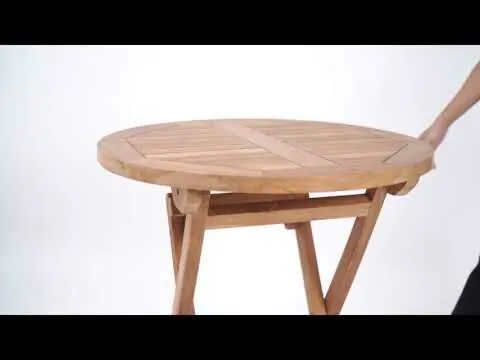 Teak Houten Tuintafel | Rond | Ø 90 Inklapbaar