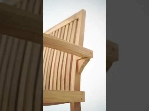  Teakhouten Tuinset Pile | 6 Stapelbare Tuinstoelen + Tuintafel 150 <> 200 cm Rechthoekig