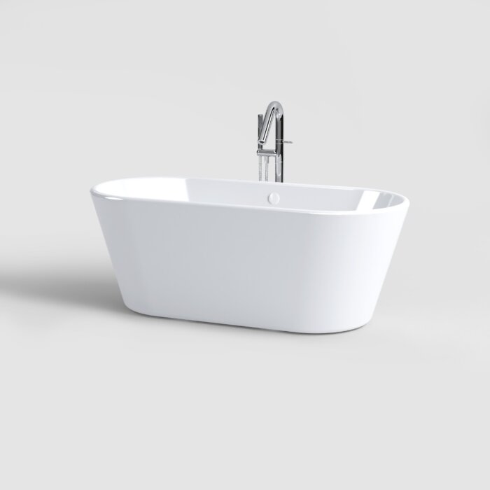 Clou - Inbe Vrijstaand Ligbad, Ovaal, Wit Acryl Met Glanzend Witte Plug En Overloop