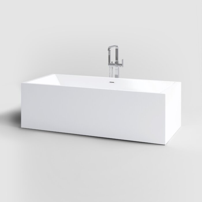Clou - Inbe Vrijstaand Ligbad, Rechthoekig, Wit Acryl, Met Glanzend Witte Plug En Overloop