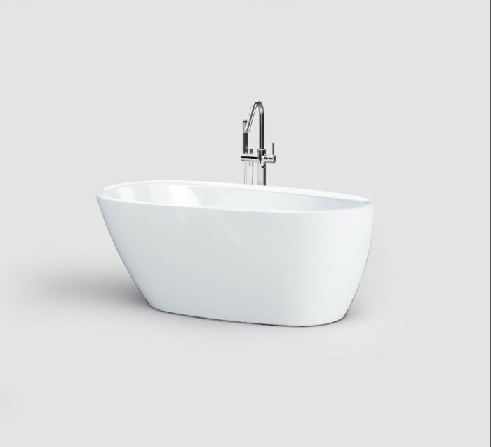 Clou - Inbe Vrijstaand Bad, Asymmetrisch, Wit Acryl, Met Glanzend Witte Plug En Overloop