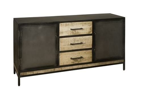 W/N & Iron Dressoir | 2 Deuren | 3 Laden | 168x46x82 - TWR-IF0890